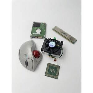 Vintage Computer Parts Lot Intel CPU Logitech Trackball WD Hard Drive RAM